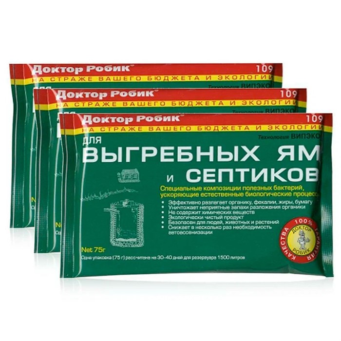 Доктор Робик 109 для выгребных ям и септиков 9 пакетов*75г - фото 61628