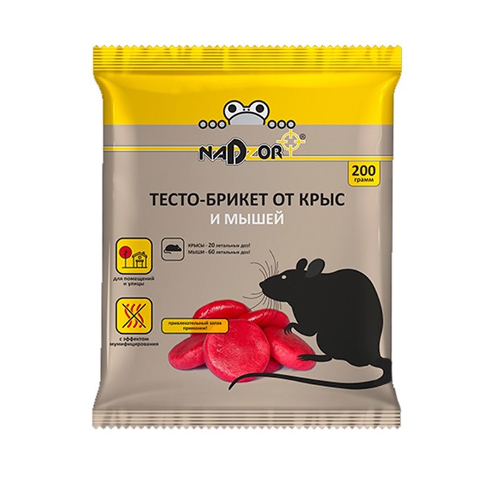 Тесто-брикет от крыс и мышей 200г Nadzor - фото 76048