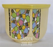 Горшок КВАДРАТ бол 6л РОСПИСЬ - фото 10701