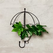Подставка настенная Зонт на 1 цветок 12см чёрная металл 15-811 - фото 12588