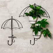 Подставка настенная Зонт на 1 цветок 12см чёрная металл 15-811 - фото 12589
