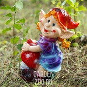 Фигура декоративная Гном девочка с мухомором для сада высота 40см F08058 - фото 12601
