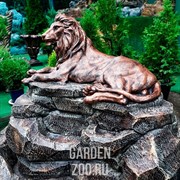 Фонтан садовый Лев на скале водопад стеклопластик высота 105см U08588 - фото 13225