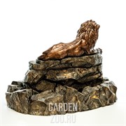 Фонтан садовый Лев на скале водопад стеклопластик высота 105см U08588 - фото 13227