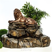 Фонтан садовый Лев на скале водопад стеклопластик высота 105см U08588 - фото 13228