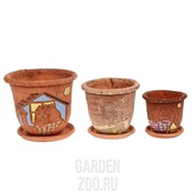 Набор горшков КОТЫ 3шт - фото 13277
