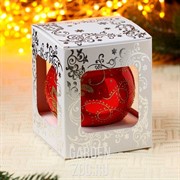 Шар Новогоднее перо на красном глянце 10см - фото 13382