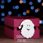 Ящик подарочный реечный Дед Мороз 13*13*9 см бордо - фото 13436