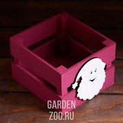 Ящик подарочный реечный Дед Мороз 13*13*9 см бордо - фото 13437