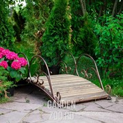 Мост кованый садовый с деревом чёрно-золотой 862-18R - фото 13656