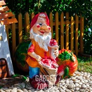 Фигура декоративная Гном с грибами для сада высота 90см F03131 - фото 13974