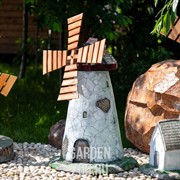 Мельница ветряная декоративная с деревянными лопастями высота 107см U07527 - фото 14045