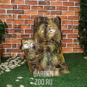 Кашпо Пень с мордочками - фото 14835