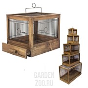 Клетка РЕТРО-КАНТРИ для птиц малая деревянная палисандр 47,5*27*32 - фото 15369
