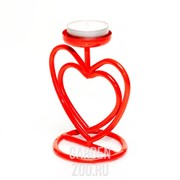 Подсвечник под одну свечу сердце металл 607-21-R - фото 15982