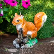 Фигура для сада Белка пушистая на бревне F08456 - фото 16095