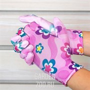 Перчатки нейлоновые Цветочек с нитрил.покрыт. - фото 16292