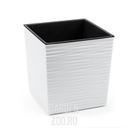 Кашпо Джука ЭКО 25*25*26см белый с вкладышем - фото 16973