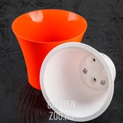 Горшок Сити 15*13 оранжево-белый с вкладышем - фото 17231