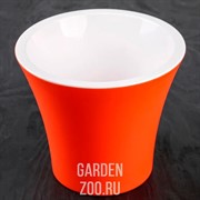 Горшок Сити 15*13 оранжево-белый с вкладышем - фото 17232