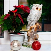 Фигура Филин на ветке белый с золотом F01243-WG - фото 17583