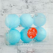 Набор шаров пластик Блеск 6см 6шт голубой - фото 17669