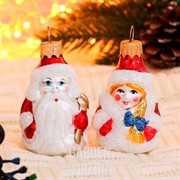 Набор елочных игрушек Дед Мороз и Снегурочка 2шт 9см - фото 17702