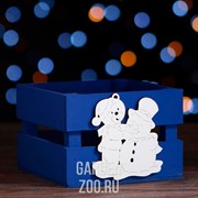 Ящик подарочный реечный Мишка 13*13*9 см синий - фото 17718