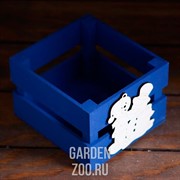 Ящик подарочный реечный Мишка 13*13*9 см синий - фото 17719