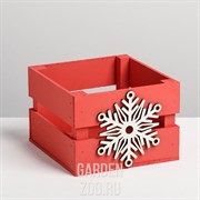 Ящик реечный подарочный Снежинка 13*13*9 см с декором - фото 17722 Ящик реечный подарочный Снежинка 13*13*9 см с декором - фото 17722