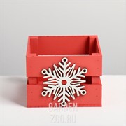 Ящик реечный подарочный Снежинка 13*13*9 см с декором - фото 17723 Ящик реечный подарочный Снежинка 13*13*9 см с декором - фото 17723