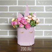 Коробка Цилиндр 3 Единорог бархат сиреневый - фото 18037