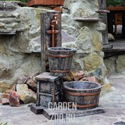 Умывальник садовый с ведёрком и кадкой стеклопластик высота 100см U07563 - фото 18841