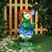 Светильник садовый фигура Лягушка кокетка высота 38 см - фото 20336