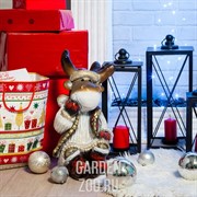 Фигура Лось наряженный маленький полистоун F08426 - фото 22683