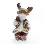 Фигура Лось наряженный маленький полистоун F08426 - фото 22686