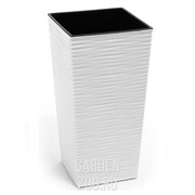 Горшок ФИНЕЗИЯ ЭКО 25*25*46см белый с вкладышем - фото 24811