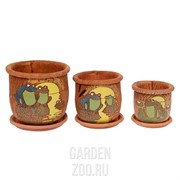 Набор горшков ЛЯГУШКИ 3шт - фото 25636