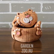 Кашпо КОТИК НА СПИНКЕ 13*12,5*11см - фото 25641