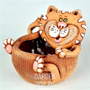 Кашпо КОТИК НА СПИНКЕ 13*12,5*11см - фото 25642