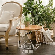 Стол журнальный Лофт белый металл и дерево 66-118 - фото 25841