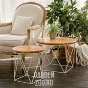 Стол журнальный Лофт белый металл и дерево 66-118 - фото 25842