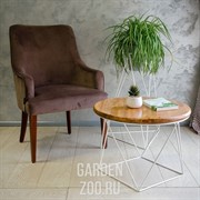 Стол журнальный Лофт белый металл и дерево 66-118 - фото 25843