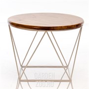 Стол журнальный Лофт белый металл и дерево 66-118 - фото 25845