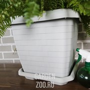 Горшок Измир квадрат 25,5л с поддоном белый - фото 25861