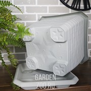 Горшок Измир квадрат 25,5л с поддоном белый - фото 25862