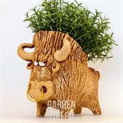 Кашпо Бык с кольцом 18см - фото 26129