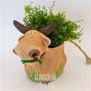 Кашпо Бык с травой 18*20*14см 0,7л - фото 26133