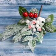 Ветка декор Зимнее чудо ягоды, хвоя и зелень 26см - фото 26227