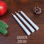 Набор свечей витых 1,5*15см 3 шт серебристый - фото 26253